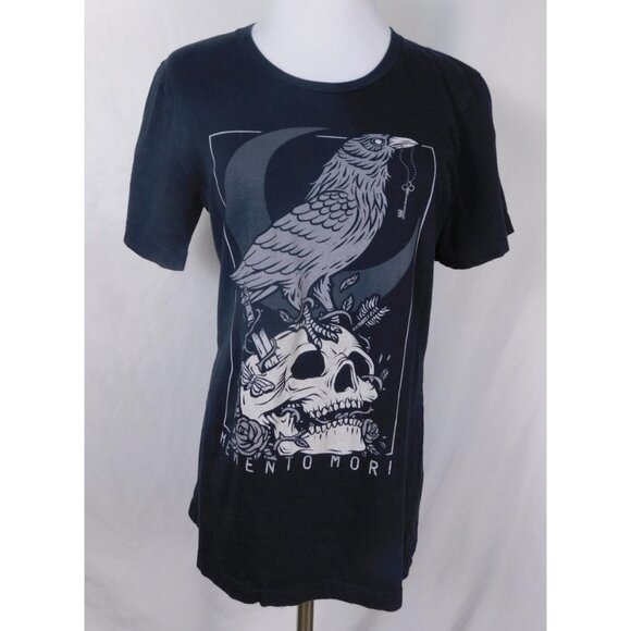 Memento Mori Crow Graphic T-Shirt Size Small Gothic - Picture 1 of 11